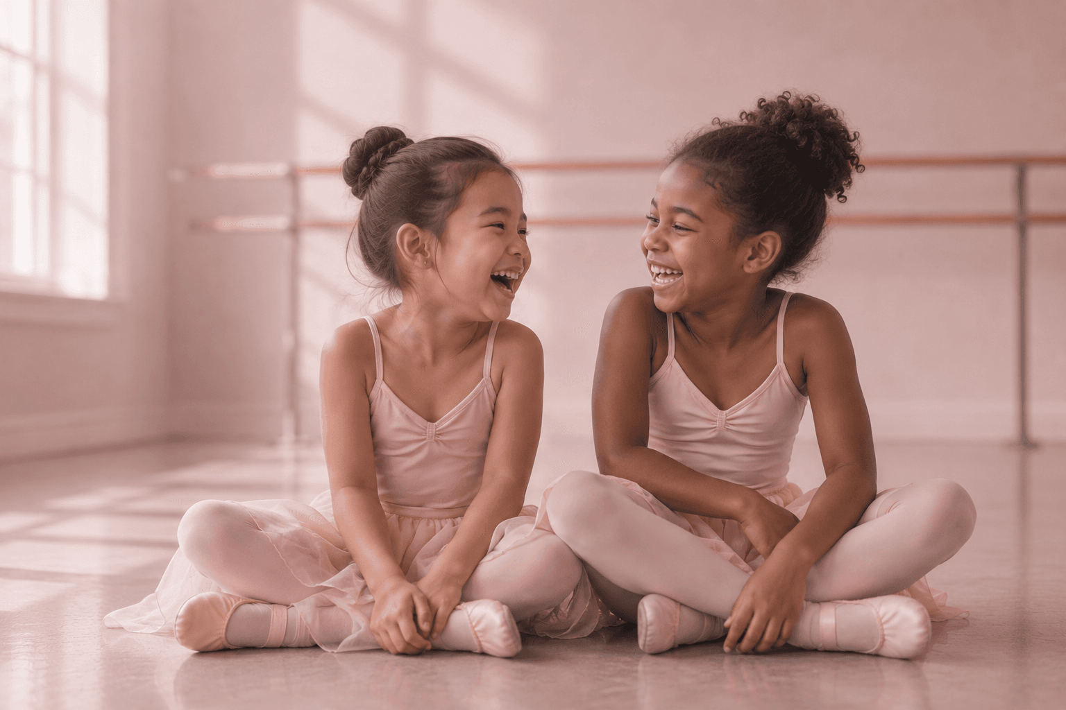 A tiny dancer taking her very first class, full of excitement and curiosity